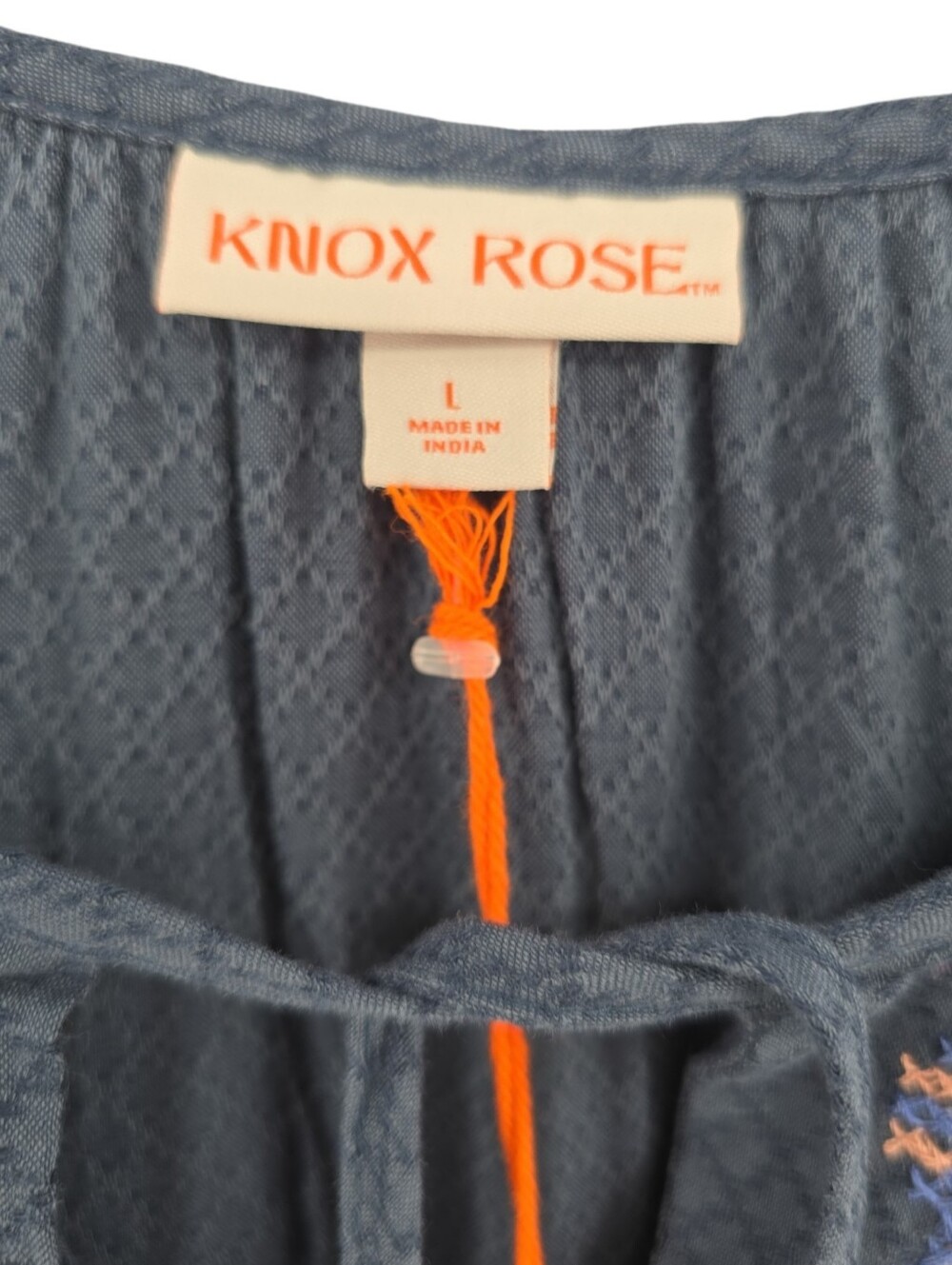 Knox Rose Balloon Sleeve Embroidered Dress in Navy Size Large Long Sleeves - Picture 5 of 12
